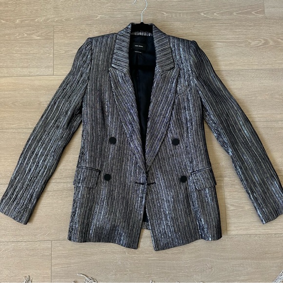 Isabel Marant Denel Double-Breasted Metallic Cocktail Blazer - Picture 1 of 13